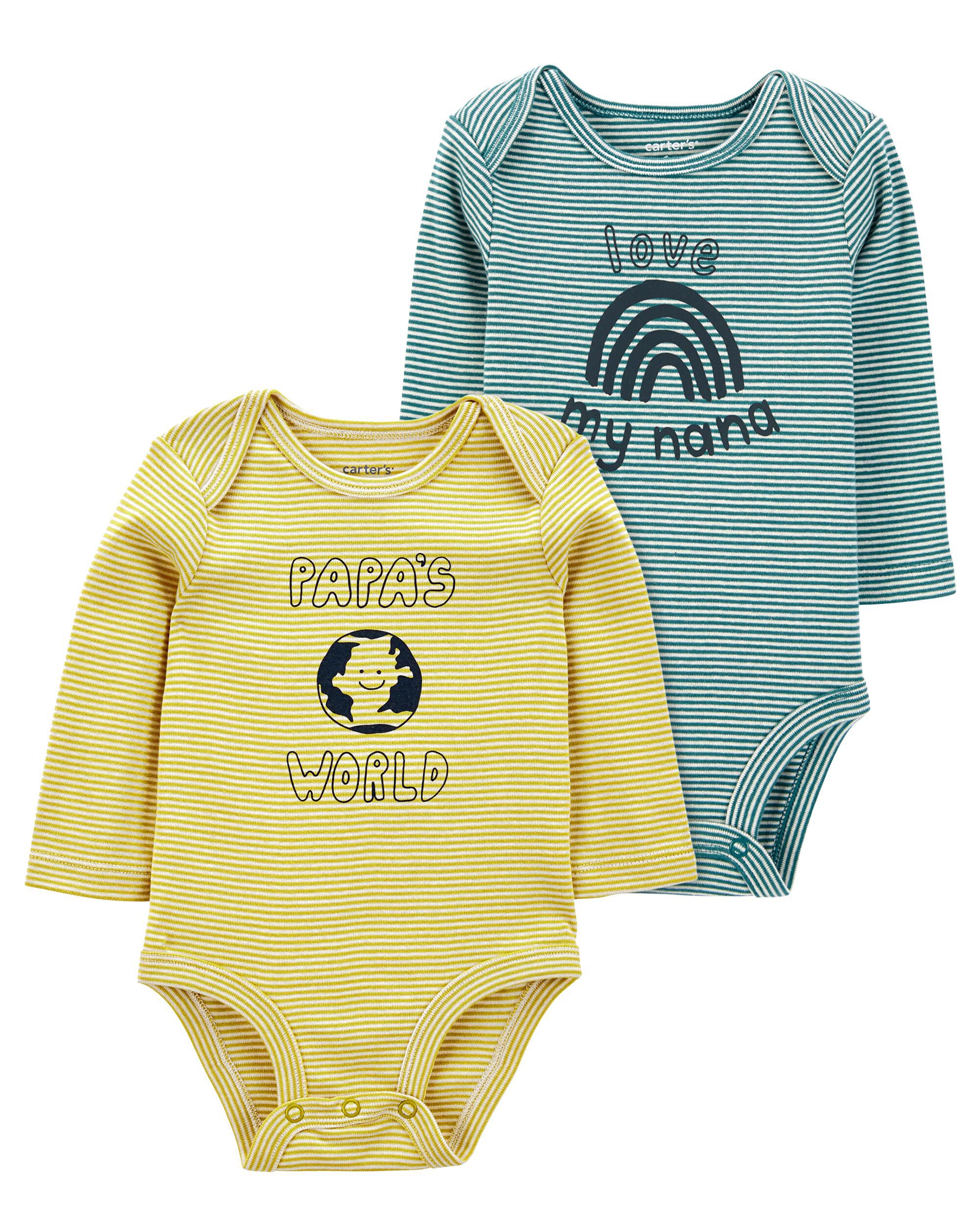 Multi Baby 2 Pack Long Sleeve Bodysuits Carter s Canada