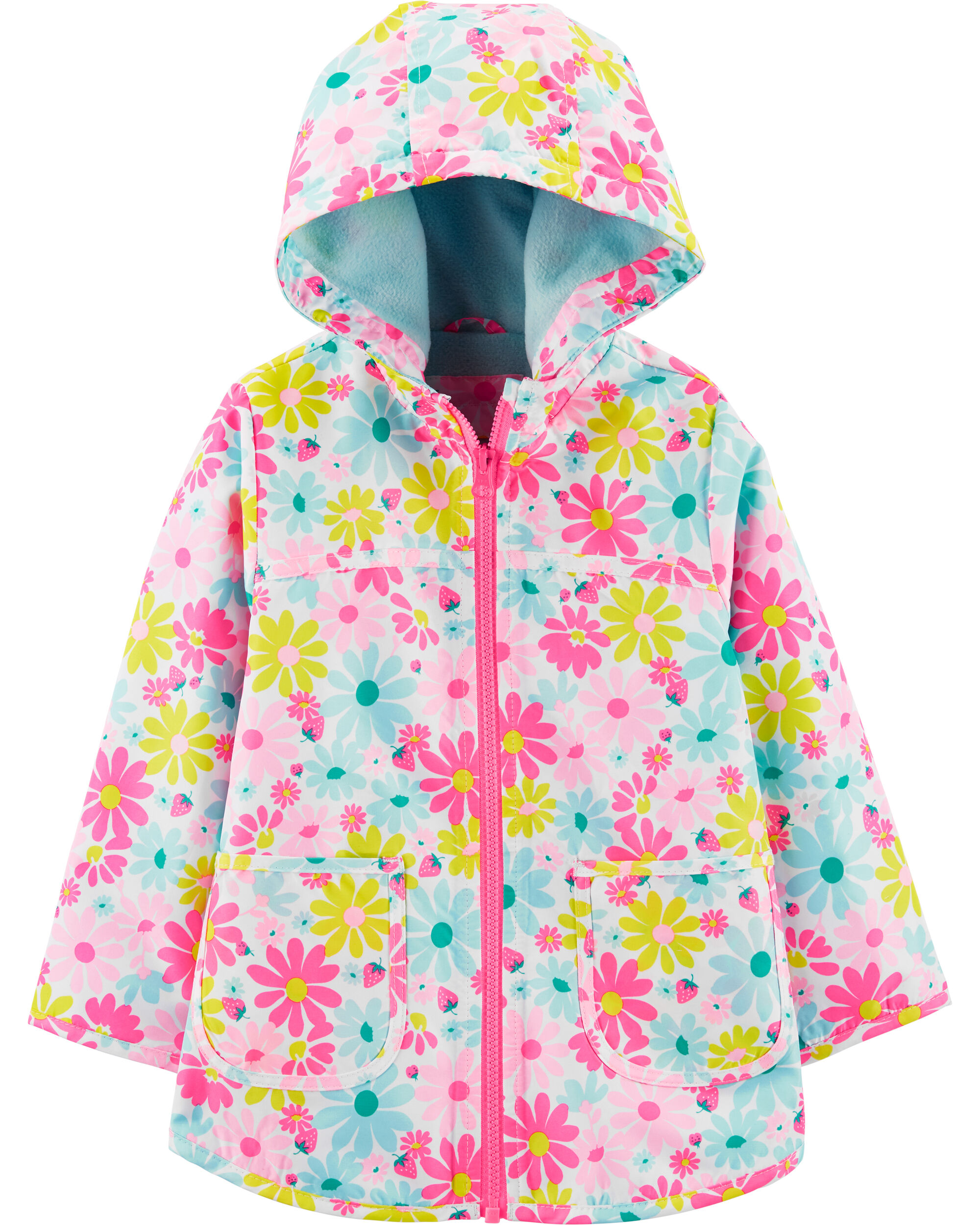 Toddler Girl Fleece-Lined Flower Print Rain Jacket | Carter’s OshKosh ...