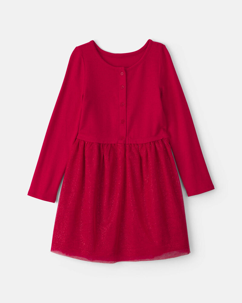 Filles - Robe manches longues en tulle &ndash; Rouge, image 1 sur 3 diapositives