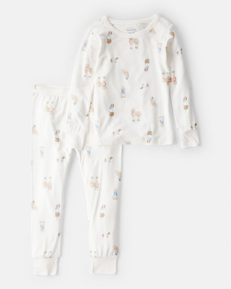 Kid Dog Long-Sleeve Loose Fit 2-Piece Pyjamas - White, image 1 of 4 slides