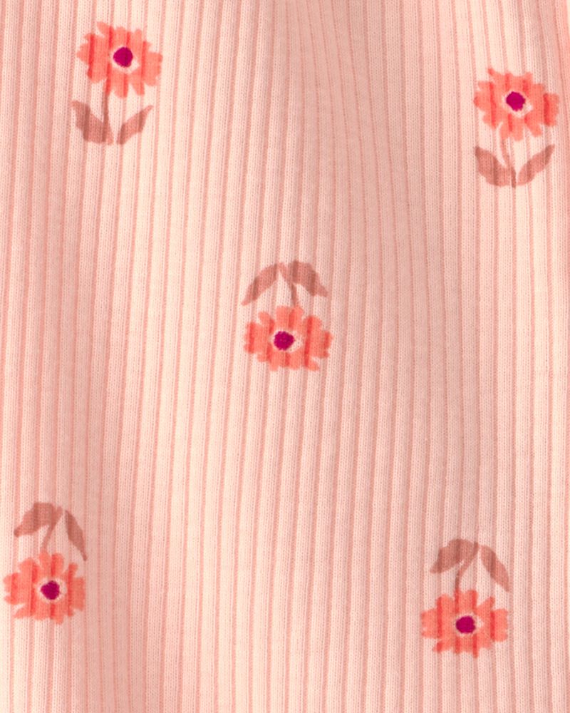 Baby Girl Floral 2-Way Zip Sleeper - Orange, image 3 of 4 slides