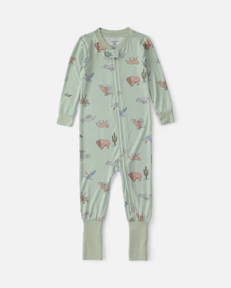 B&eacute;b&eacute; gar&ccedil;on - Pyjama ajust&eacute; 1 pi&egrave;ce PurelySoft &agrave; d&rsquo;animaux - Vert, image 5 sur 7 diapositives
