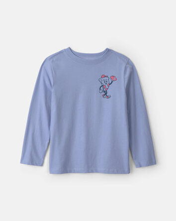 Gar&ccedil;ons - T-shirt manches longues &agrave; imprim&eacute; pizza &ndash; Bleu, 
