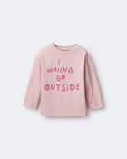 Toddler Girl I Wanna Go Outside Long-Sleeve Relaxed Graphic Tee - Light Pink, image 5 of 6 slides
