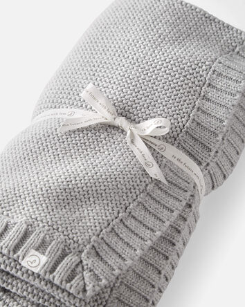 Couverture texturée en tricot de coton biologique gris, 