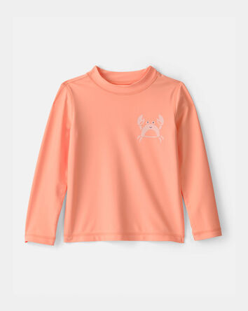 Toddler Boy Crab Solid Long-Sleeve Rashguard - Orange, 
