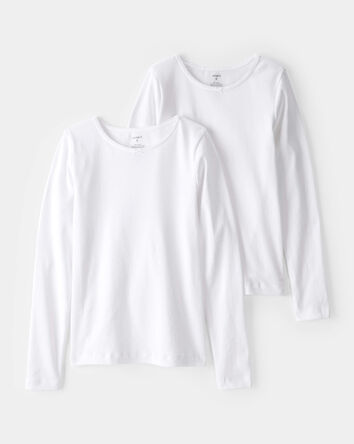 Girls Long-Sleeve Undershirts - White, 