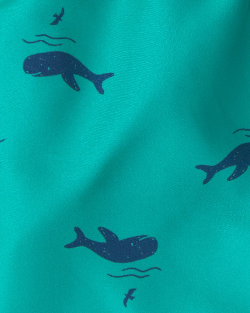 Toddler Boy Whale Swim Trunks - Teal, image 3 of 4 slides