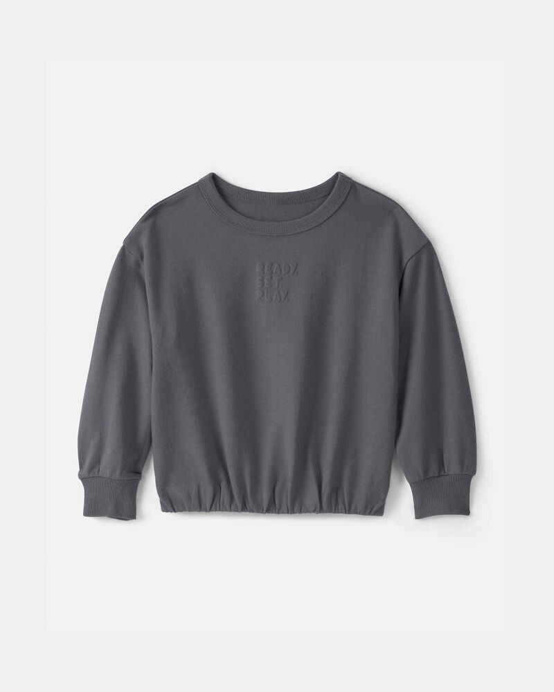 Toddler Girl 'Ready Set Play' French Terry Pullover Sweatshirt - Grey, image 1 of 4 slides