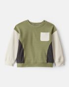 Toddler Boy Colourblock Long-Sleeve Pullover Sweatshirt - Green, image 1 of 3 slides