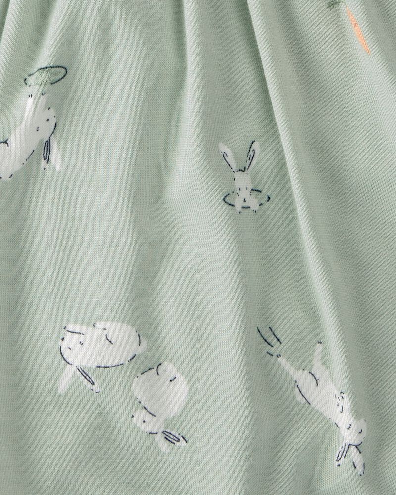 Baby Girl Bunny Short-Sleeve Bodysuit Dress - Green, image 3 of 5 slides