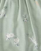 Baby Girl Bunny Short-Sleeve Bodysuit Dress - Green, image 3 of 5 slides