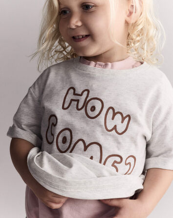Toddler 'How Come' Rolled Cuff Tee - Heathered Grey, 