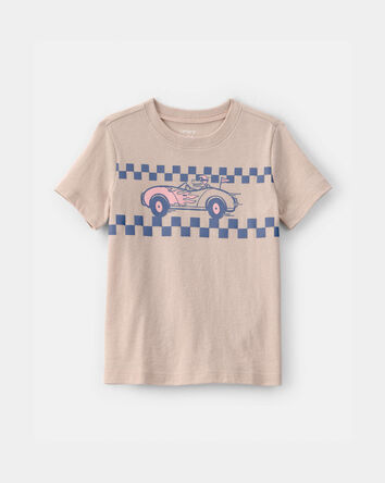 Tout-petit gar&ccedil;on - T-shirt &agrave; imprim&eacute; alligator en voiture de voiture de course - Beige, 