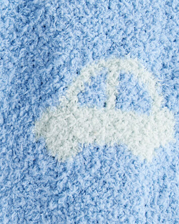 Car Print Plush Blanket - Blue, 