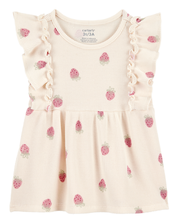 Toddler Strawberry Print Short-Sleeve Fashion Top, 