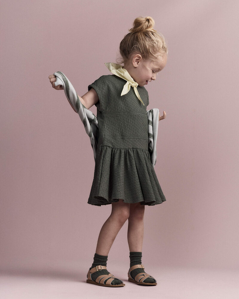 Toddler Girl Drop-Waist Dress - Olive, image 5 of 6 slides