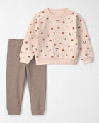 Toddler 2-Piece Organic Cotton French Terry Top & Pant Set, image 1 of 4 slides