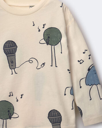Toddler Long-Sleeve Relaxed Graphic Tee in Music Squish - Cream, 