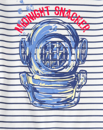 Boys Shark Loose Fit 2-Piece Pyjama Set - Blue/Ivory, 