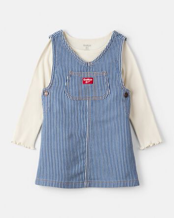Tout-petit fille - Robe en denim rayé à manches longues – Blanc/bleu, 