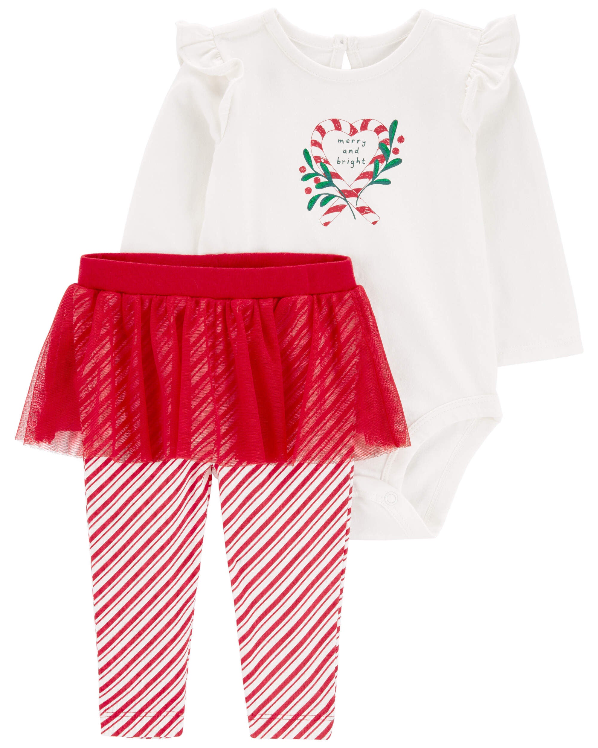 Baby Girls Baby 2 Piece Christmas Bodysuit Tutu Pant Set 18M Carter s