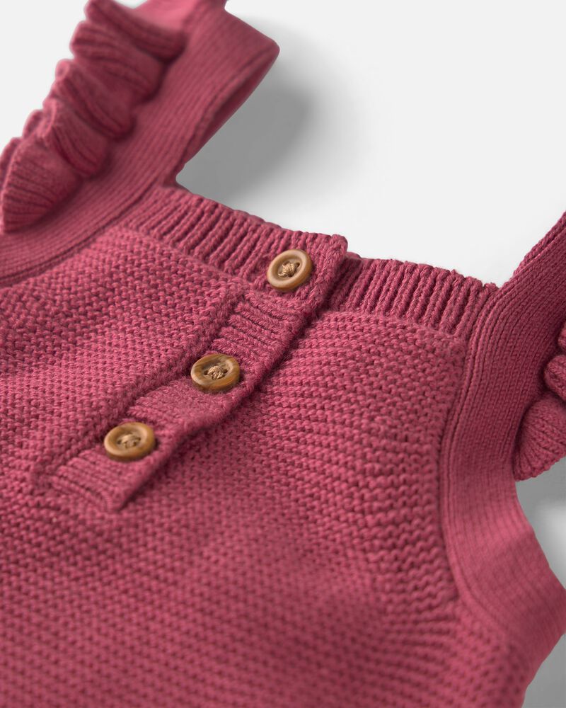 B&eacute;b&eacute; fille - Salopette en tricot de coton biologique doux, image 4 sur 5 diapositives