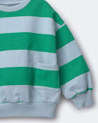 Toddler 'Look at Me!' Otter Sweatshirt&trade; with Pockets in Stripes - Green/Blue, image 5 of 5 slides