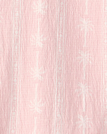 Filles - Haut en tissu froiss&eacute; &agrave; motifs de palmiers - Rose, 