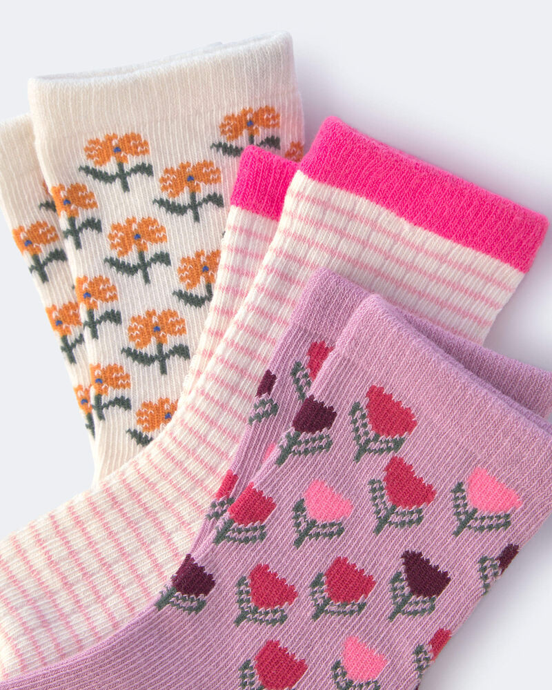 Toute-petit fille - Emballage 3 paires de chaussettes mi-mollet &agrave; motif floral, image 2 sur 3 diapositives