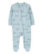 Baby Boy Train 2-Way Zip Sleeper Pyjamas, image 1 of 3 slides