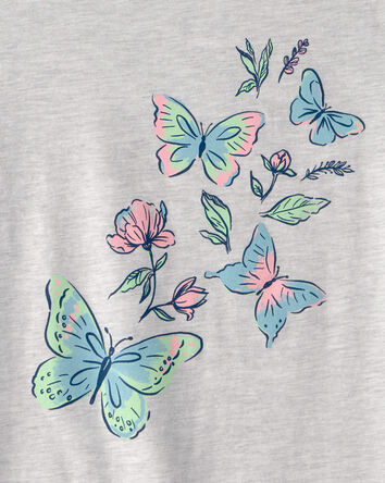 Girls Butterfly Graphic Tee - Grey, 