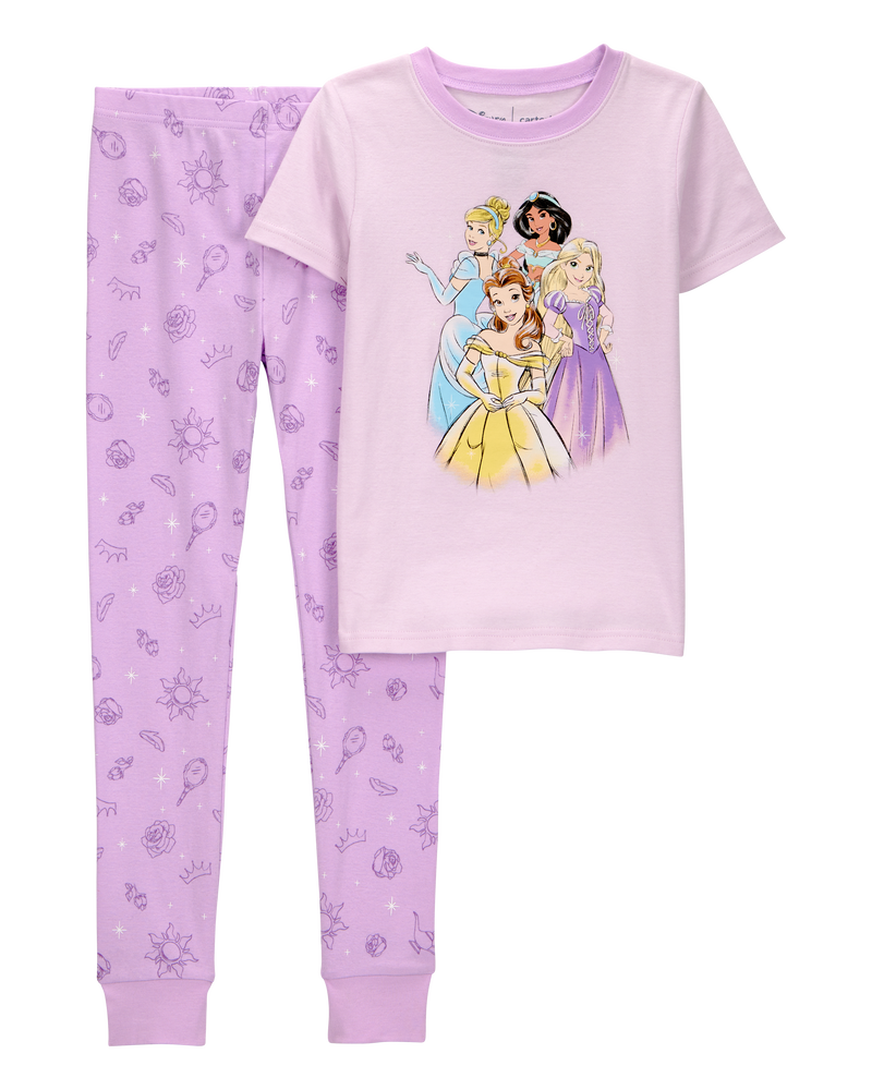 Enfant Pyjama 2 pièces en coton ajusté imprimé de princesses Disney - Mauve, image 1 sur 4 diapositives