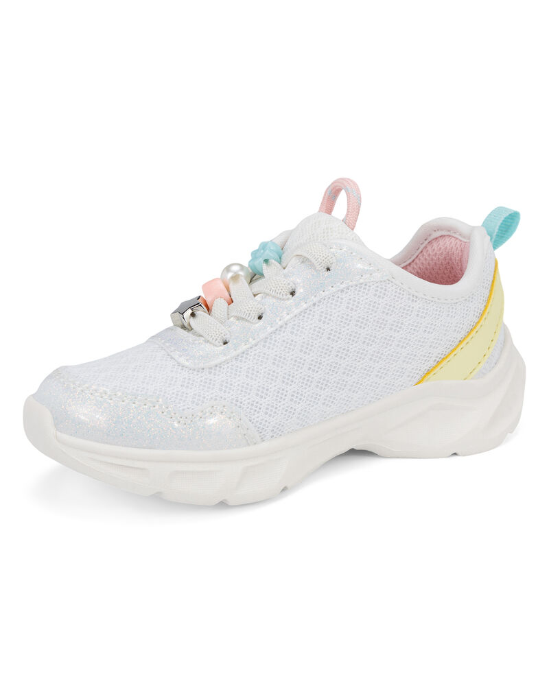 Tout-petit fille - Chaussures de sport &agrave; breloques sur les lacets - Blanc, image 6 sur 12 diapositives