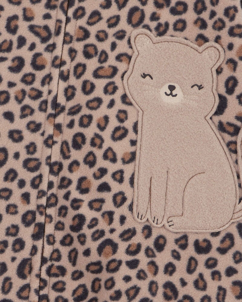 Toddler 1-Piece Cheetah Print Fleece Footie Pyjamas
, image 2 of 4 slides