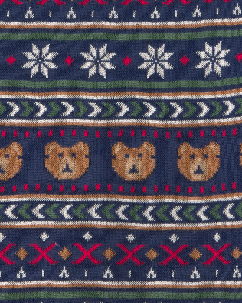 Kids Bear Fair Isle Sweater - Navy Blue, image 2 of 3 slides