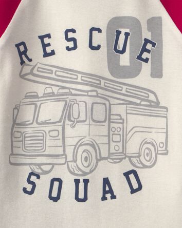 Tout-petit gar&ccedil;on - Pyjama ajust&eacute; 4 pi&egrave;ces en 100&nbsp;% coton &laquo;Rescue Squad&raquo; - Rouge/Cr&egrave;me, 