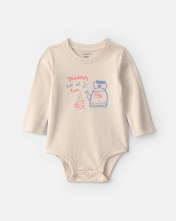 B&eacute;b&eacute; fille - Cache-couche manches longues &agrave; imprim&eacute; &laquo;Grandma's Cup Of Tea&raquo; - Cr&egrave;me, 