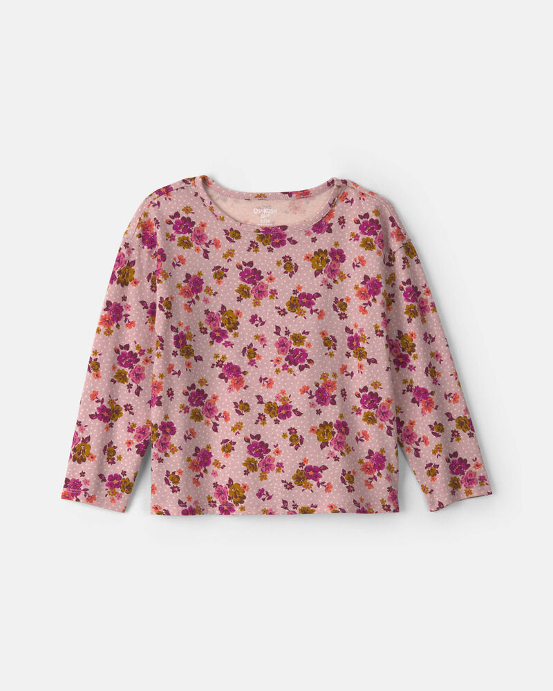 Toddler Girl 2-Piece Floral Corduroy Long-Sleeve Dress Set - Pink/Purple, image 3 of 6 slides