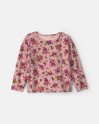 Toddler Girl 2-Piece Floral Corduroy Long-Sleeve Dress Set - Pink/Purple, image 3 of 6 slides