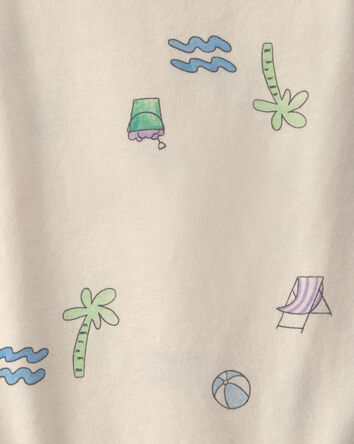 B&eacute;b&eacute; gar&ccedil;on - Cache-couche sans manches &agrave; imprim&eacute; plage - Cr&egrave;me, 