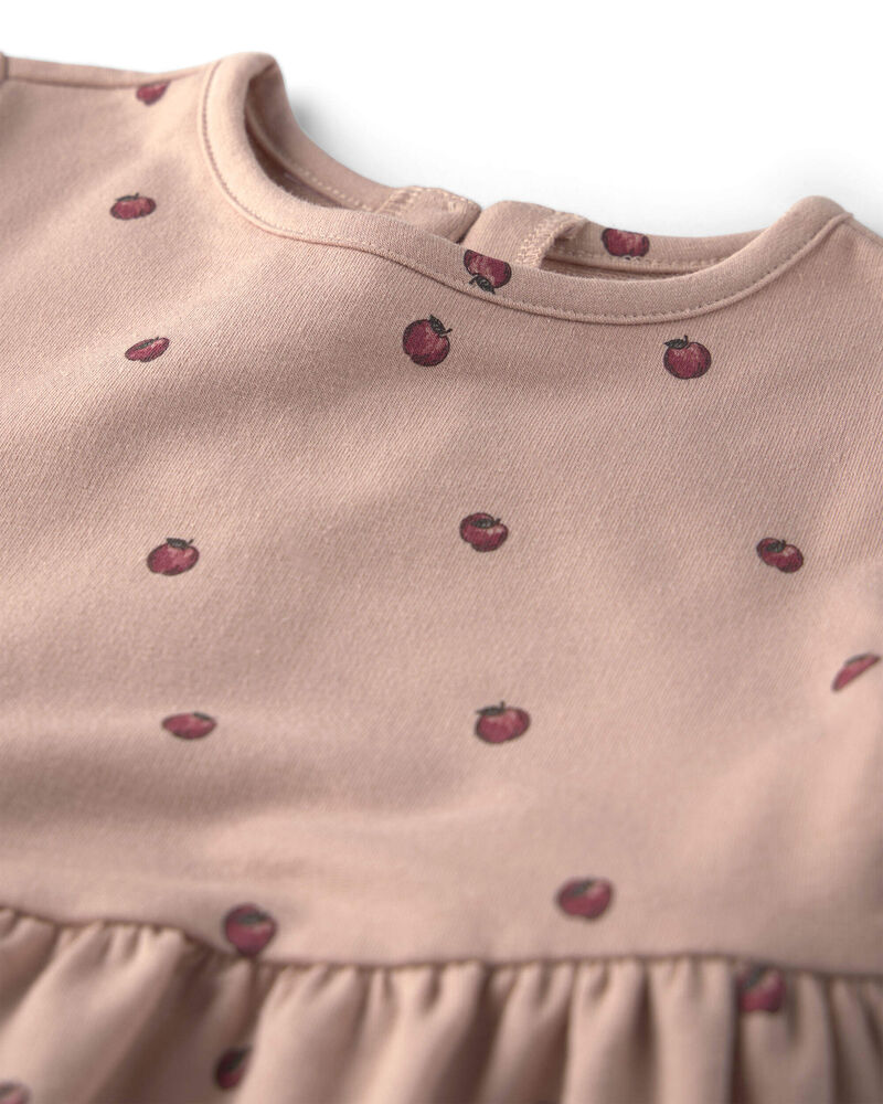 Toute-petit fille - Robe en jersey bouclette de coton biologique &agrave; motif pomme, image 4 sur 4 diapositives