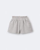 Toddler Girl Fleece Swing Shorts with Pockets &ndash; Heathered Grey, image 6 of 7 slides