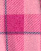 Baby Girl Buffalo Check Fleece Long-Sleeve Hooded Jumpsuit - Pink, image 3 of 4 slides