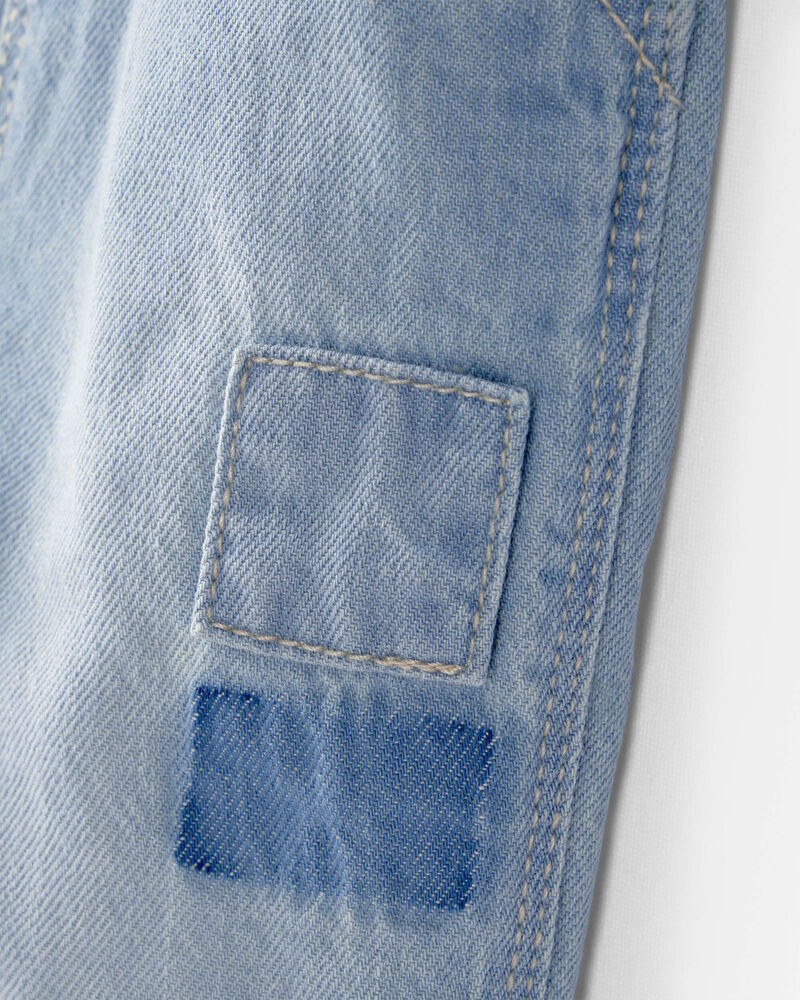 Toddler Girl Denim Patch Overalls - Light Wash, image 3 of 5 slides