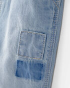 Toddler Girl Denim Patch Overalls - Light Wash, image 3 of 5 slides