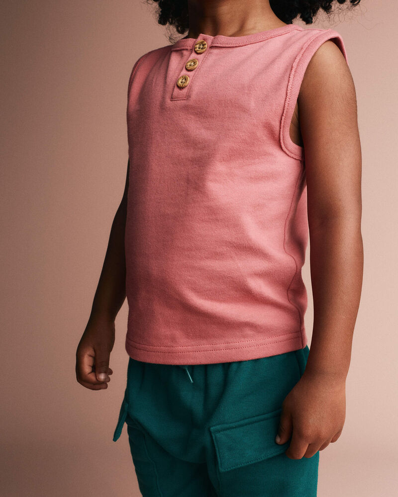 Toddler Boy Henley Tank - Burgundy, image 3 of 5 slides