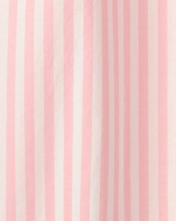 Girls Striped Jumpsuit - Pink/Ivory, 