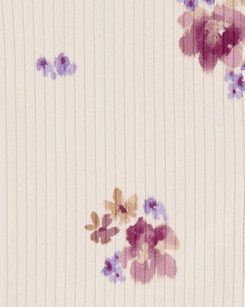 Kid Floral Print Button-Down Ribbed Vest, 