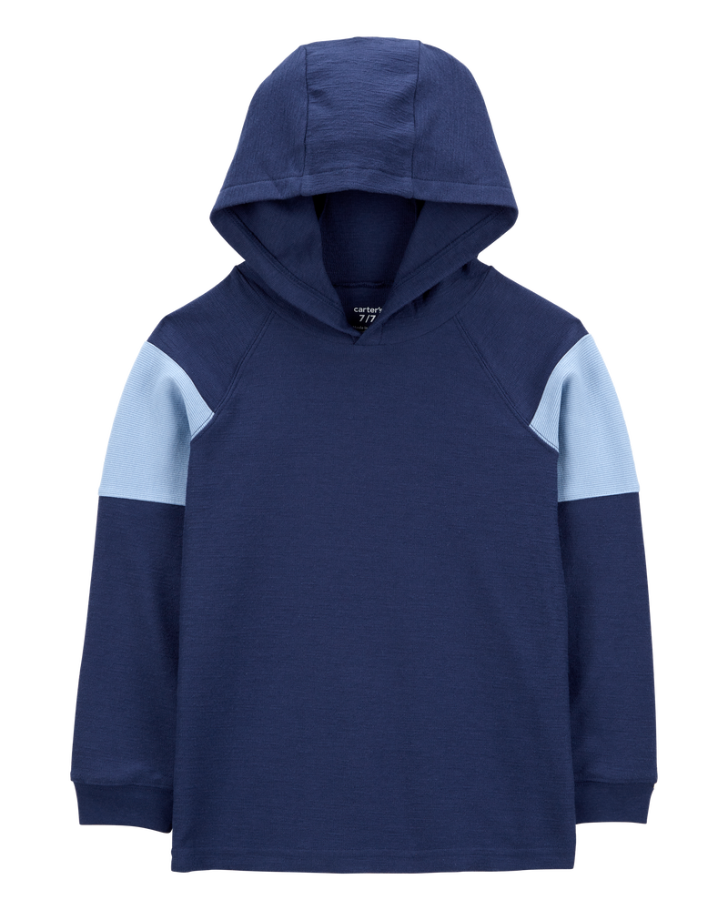 Kid Colourblock Cotton Blend Long-Sleeve Tee - Blue, image 1 of 3 slides